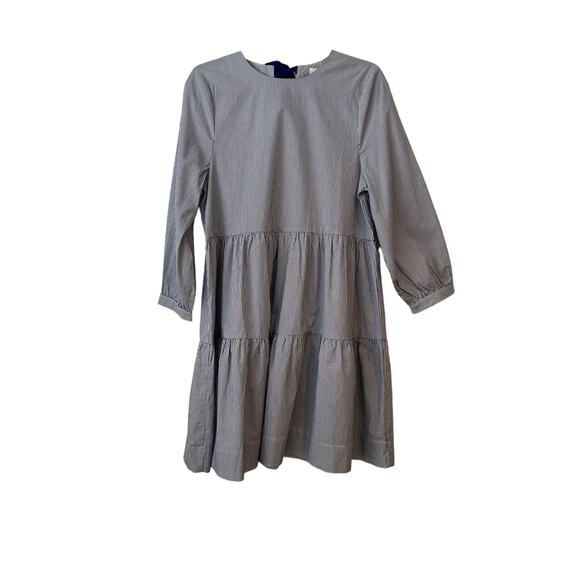 New English Factory 100% Cotton Long Sleeve Blue White Pinstripe Dress Girls 14 - Picture 1 of 10
